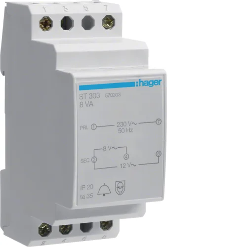Hager Trafo, za zvono, 230V / 8V i 12V, 8VA