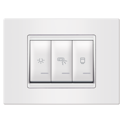 Set sklopki za kupatilo, 3x16A, 250V, horizontalni, bijela
