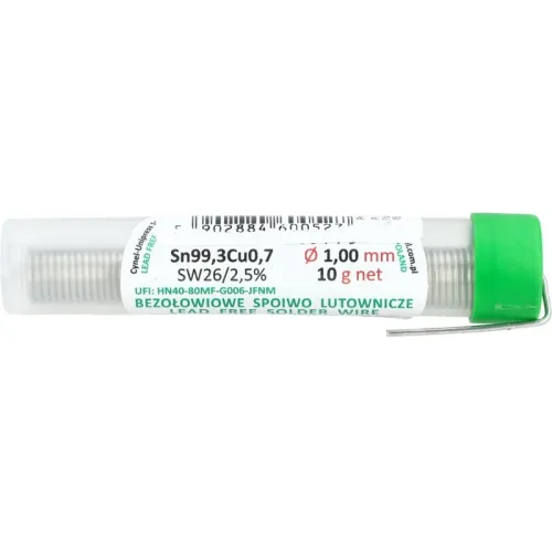 ŽICA ZA LEMLJENJE BEZ OLOVA SN99,3CU0,7; TOK SW26; 1,0 MM; 10GR; BOČICA