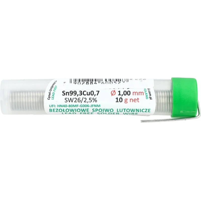 Žica za lemljenje bez olova SN99,3CU0,7, 1,0 mm, 10g, bočica