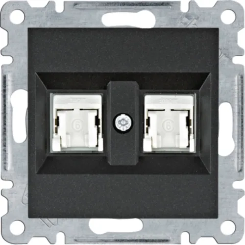 Utičnica, 2xRJ45, Cat.6 UTP, Lumina,crna