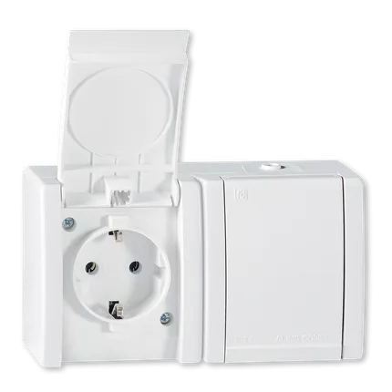 UTIČNICA DVOSTRUKA 2P ZA NA ZID IP44 16A250V SA PORCEL.JEZGROM OG 242.00
